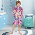 thumbnail image 5 of FORMRS Niños Bathrobe Unisex Hooded Robe Soft Plush Pajamas Sleepwear, Size 4-6T, Purple Colorful Circles, 5 of 7