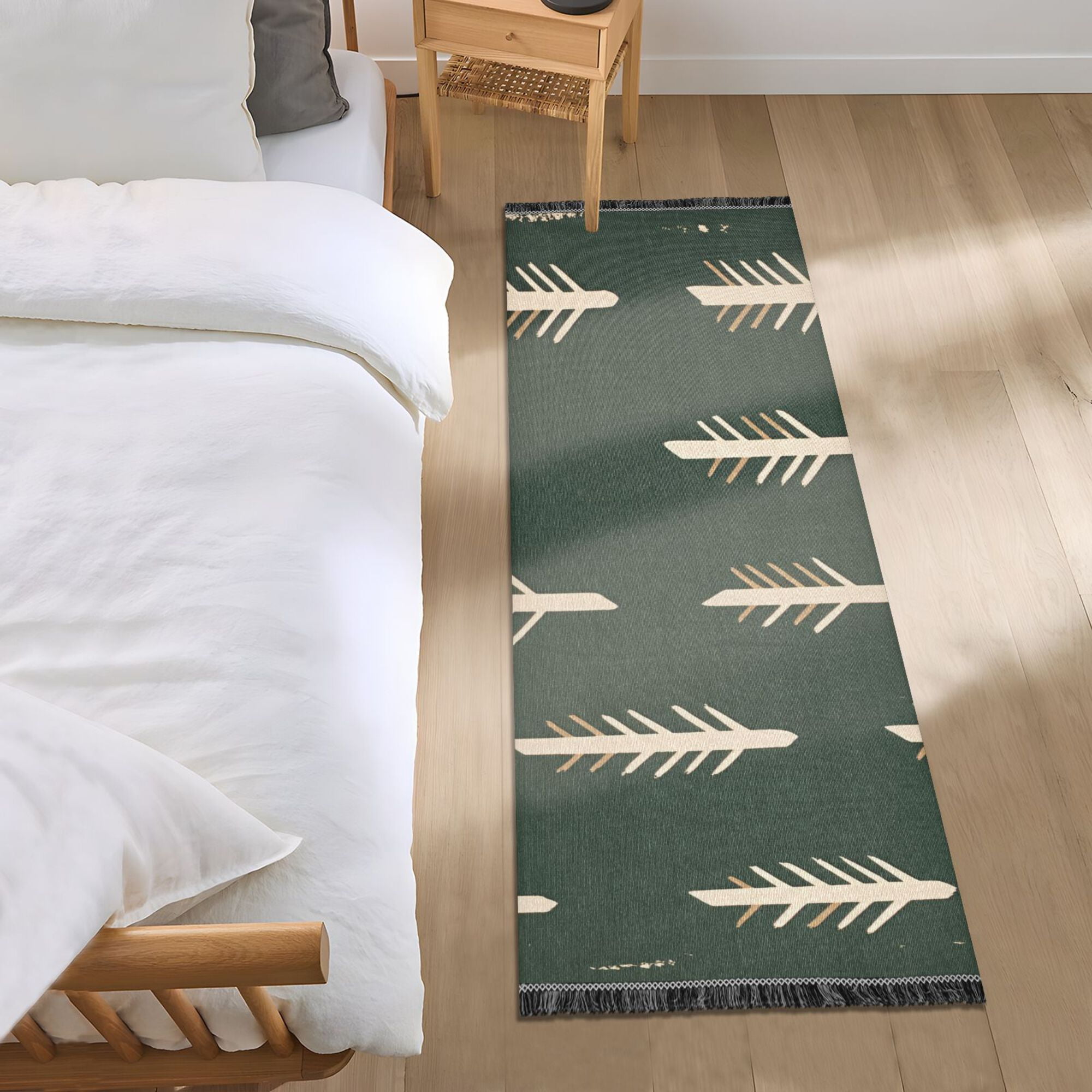 Yayeee Runner Rug for Bedroom 2'x6' Machine Washable Hallway Non Slip Mat, Beige Plants