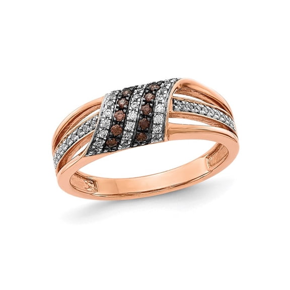 3/10 Carat (Ctw) Champagne and White Diamond Ring in 14K Rose Gold (SIZE 7) for Women