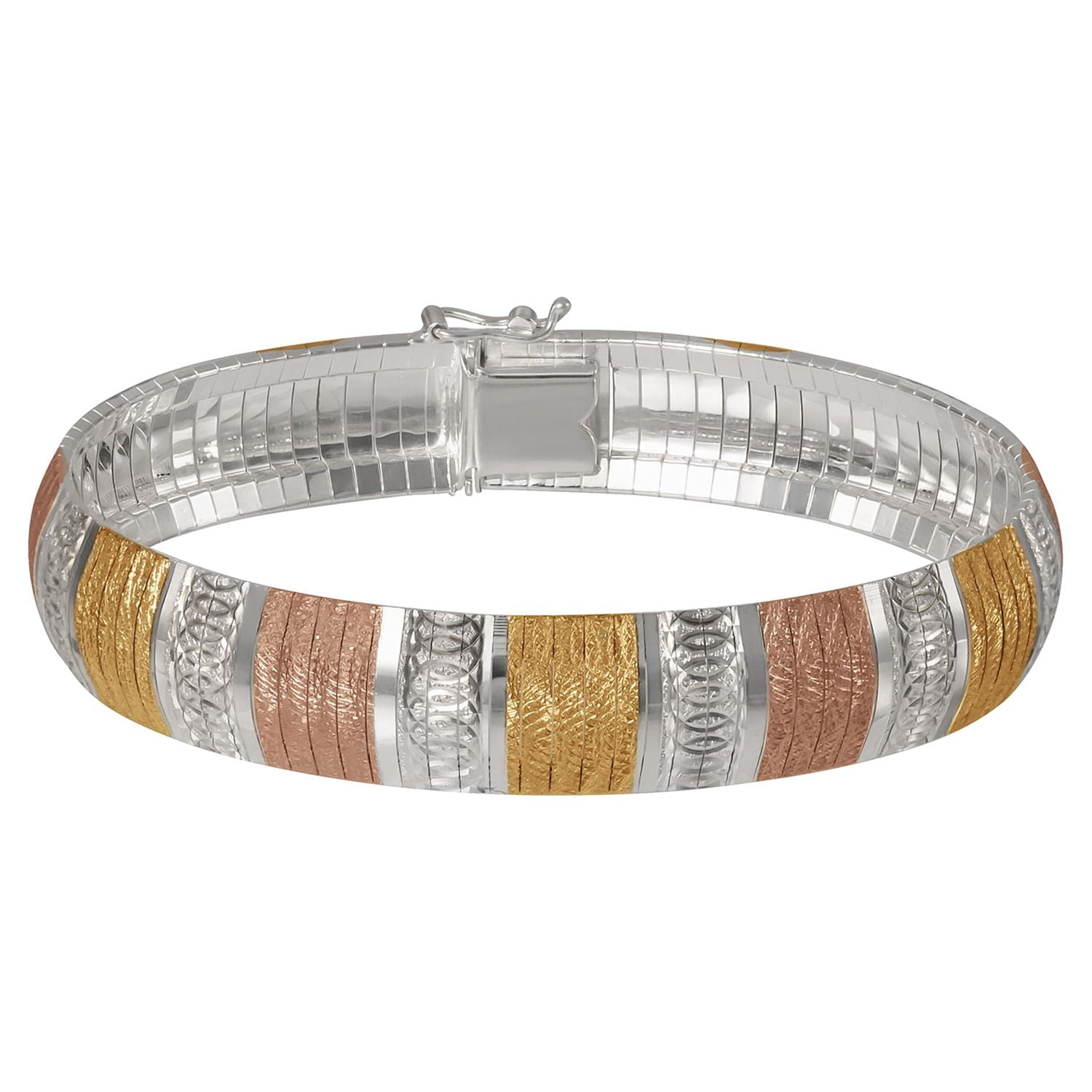 Brilliance- Women's Omega Flex Bangle Gold over Sterling Silver Bracelet, 7.5"