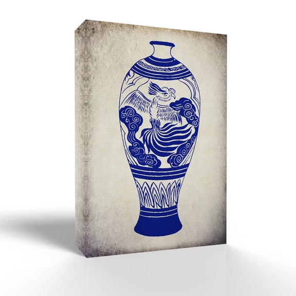 wall26 Canvas Wall Art Blue and White Porcelain Pictures Home Wall Decorations for Bedroom Living Room Paintings Canvas Prints Framed - 24x36 inches