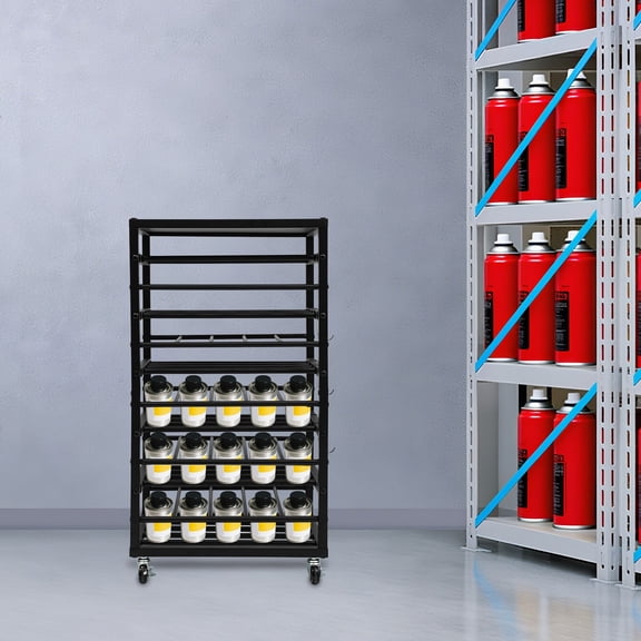5 Tiers Rolling Paint Organizer Storage Rack, Paints Storage Cart,Iron Stand for Studios, Galleries