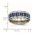 thumbnail image 2 of 8mm Titanium Polished Blue White Carbon Fiber Inlay Ring Size 9 Ring for Women, 2 of 2