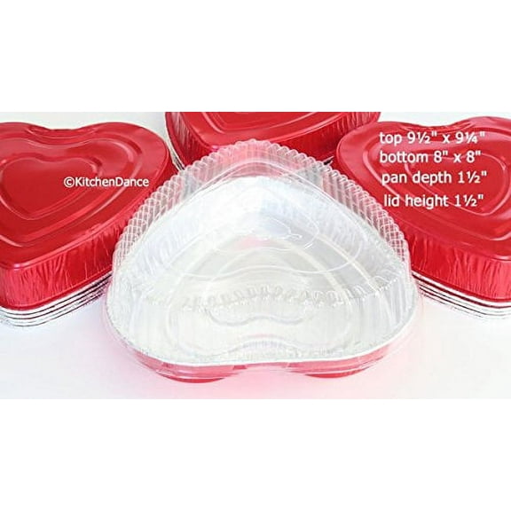 Disposable Aluminum Heart Shaped Baking/Cake Pan with Clear Plastic Lid (25)