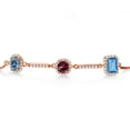 thumbnail image 2 of Gem Stone King 18K Rose Gold Plated Silver Bracelet Persian Blue Moissanite Rhodolite Garnet (1.75 Cttw), 2 of 4