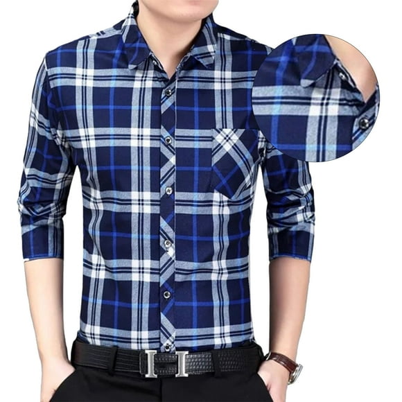 Camisa a cuadros para hombre, Camisa a cuadros de manga larga para hombre Camisa a cuadros de manga larga para hombre Camisa de corte regular para hombre Muy recomendada