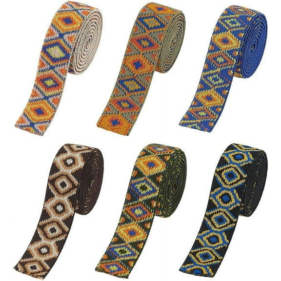 6 Styles Jacquard Elastic Bands 6 Yards Stretch Elastic Band 1 inch Wide Polyester Elastic Ribbon Waistband Elastic Band Elastic Woven Jacquard Ribbon