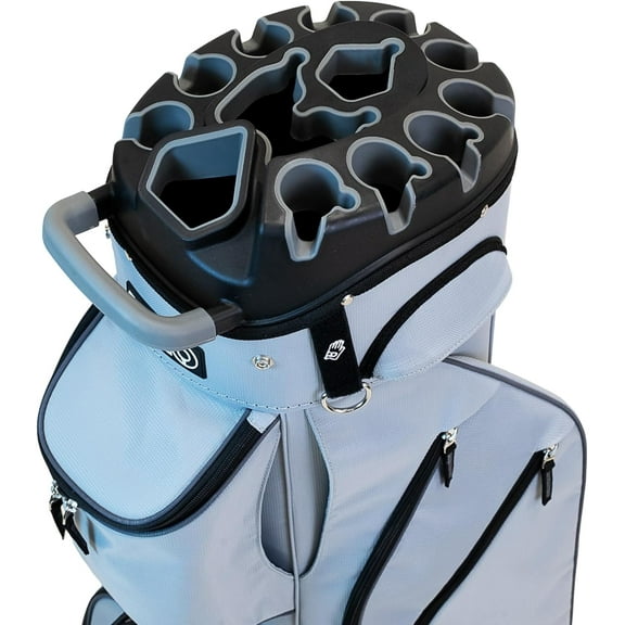 IZZO Golf Vault Golf Cart Bag - Grey – 14-Way Quiet Club Lock Top Divider, Dedicated Putter Well, Anti-Rattle Organizer