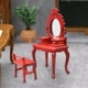 thumbnail image 5 of Juego de tocador en miniatura a escala 1/12 con taburete y cajón, acabado exquisito. Rojo, 5 of 8