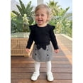 thumbnail image 5 of Loicainy Toddler Kids Girl Winter Outfits 12 18 24 Month 2T 3T 4T 5T Solid Color Long Sleeve Crew Neck Tops and Houndstooth Skirt Clothes Set, 5 of 9