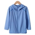 thumbnail image 4 of Cethrio Girls Sun Protection Jackets, Summer Zip up Long Sleeve Lightweight Kids Rash Guard Outerwear with Hood Blue Size 6, 4 of 4