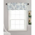 thumbnail image 3 of Blue Botanical Kitchen Valances for Windows Farmhouse Linen Window Valance Curtain for Living Room Window Treatment Country Spring Summer Floral Leaves Valance Rod Pocket Topper Drape, 54 x 18 Inch, 3 of 6