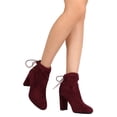 thumbnail image 1 of New Women Qupid York-03X Faux Suede Drawstring Block Heel Ankle Boot, 1 of 3
