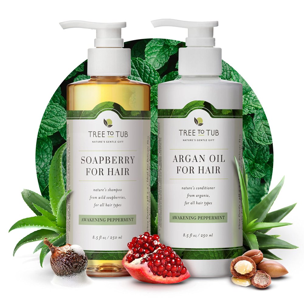 Peppermint Shampoo and Conditioner by Tree to Tub Sulfate Free for Sensitive Scalp and Hair