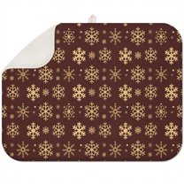Brown Christmas Snowflake Pattern Dish Drying Mat for Kitchen 1 Pack, Ultra Absorbent Microfiber Dishes Drainer Mats,18x24in(46x61cm)