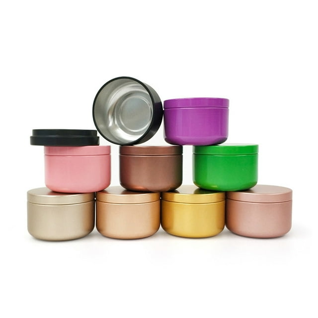 Pot à Bougie Réutilisable de Remplacement Couleur Unie Antirouille 50 ml Étanche Scellé Brillant Lisse Bureau Thé Canette Café Contenant Argent