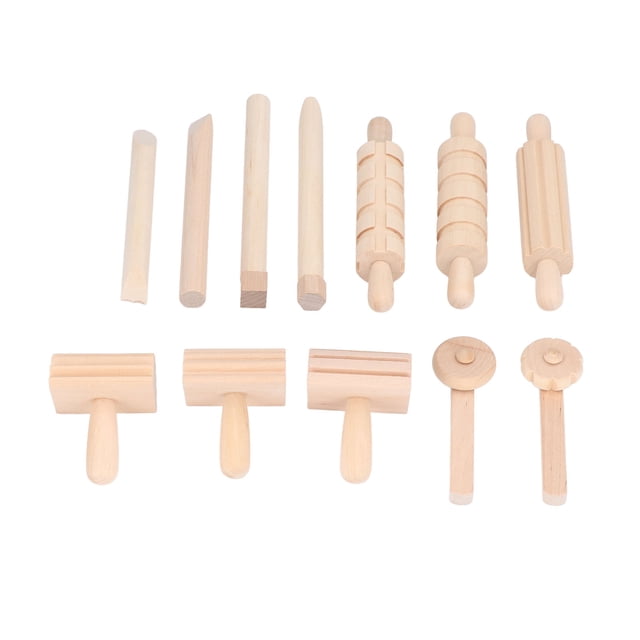 12 Pcs Jouet à Roulettes pour Enfants Jouets en Argile Pressée Écologiques et Sûrs Ensemble de Rouleaux à Roulettes Fait Main pour Pâte d'Argile