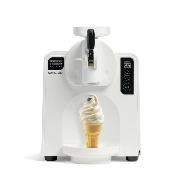 Nostalgia Máquina de helado y postre congelado de fácil dispensación, hace 1 cuarto de helado, batidos, yogur helado, gelato en minutos, sándwiches de helado, con pantalla LED, color blanco