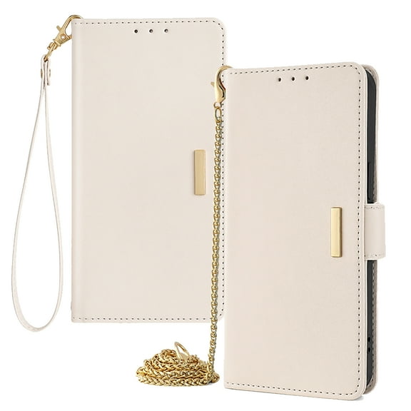 TECH CIRCLE For iPhone 14 Plus Wallet Case for Women, PU Leather RFID Blocking Card Holder Shockproof Protective Magnetic Stand Case with Detachable Crossbody Strap Wrist Chain,White