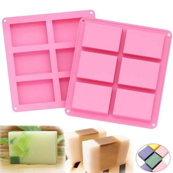 Silicone Soap Molds, 6 Cavities Silicone Baking Mold Cake Pan for Soap Making, Pudding, Muffin, Loaf, Brownie, Cornbread and More