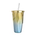 thumbnail image 1 of Yuarrent Taza de agua con botellas de paja para niños y adultos, tetera de viaje para senderismo, taza de café y bebida de acero inoxidable, vajilla Utensilios de cocina Amarillo azul Yuarrent HA066249-04, 1 of 6