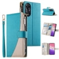 thumbnail image 3 of Funda cartera GANGXUN para OPPO A78 5G , cuero PU con tarjetero, cremallera, correa de mano, soporte y protección 558°, 3 of 6
