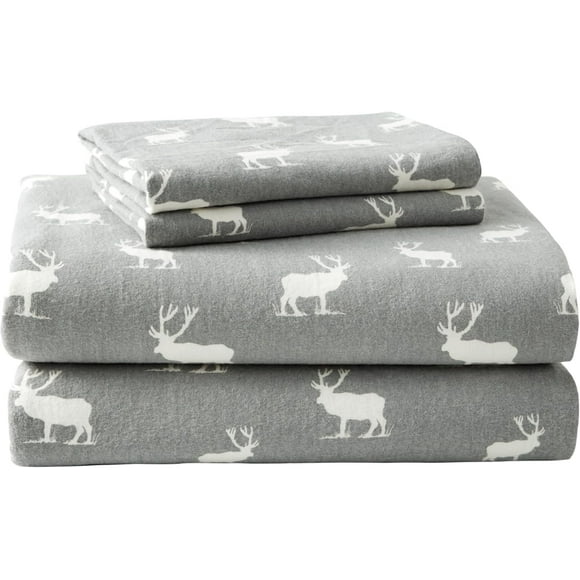 SHILIU-216298 Elk Grove Flannel Sheet Set, King, Gray