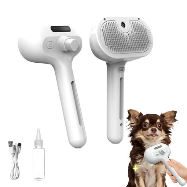 Cepillo brumoso para perros, cepillo en aerosol para perros para mudarse, limpiador brumoso recargable para perros, cómodo cepillo para mascotas, tanto gatos como perros, cepillo de aseo para eliminar
