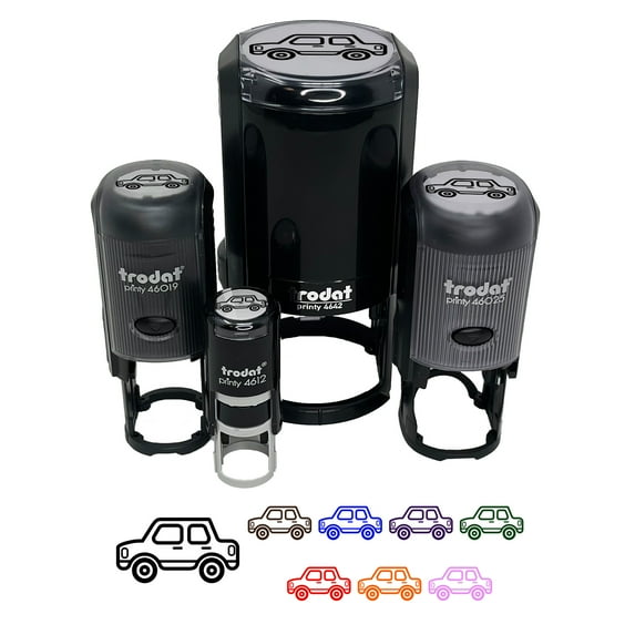 Car Vehicle Automobile Self-Inking Rubber Stamp Ink Stamper - Yellow Ink - Small 3/4 Inch