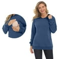 thumbnail image 2 of Youmylove Women Maternity Regular Solid Color Hem Casual Long Sleeve Top Belt Hoodie Breastfeeding Top Female Stylish Pregnant Clothes, 2 of 7