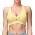 thumbnail image 1 of Ropa interior deportiva para mujer, con almohadillas cruzadas para entrenamiento, yoga, color amarillo, 1 of 6