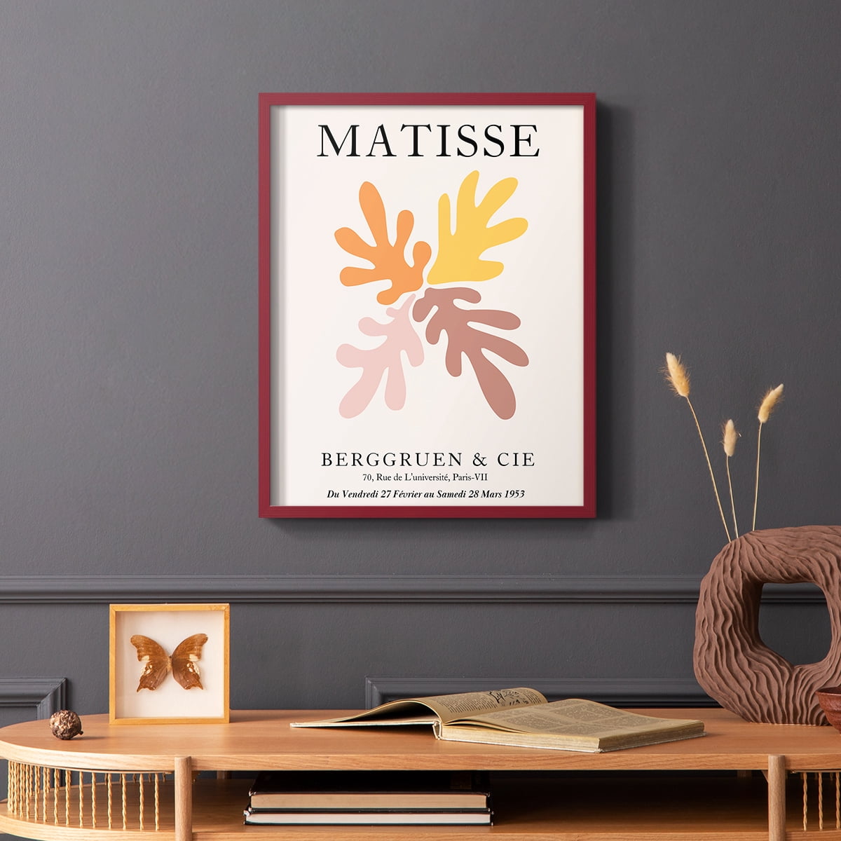 Matisse D in Red Solid Wood Framed Print No Nail Hanging