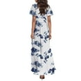 thumbnail image 5 of UoCefik Floral Maxi Dresses for Women 2025 Summer Elegant Flutter Sleeve Long Flowy Dresses Trendy V Neck Garden Party Dress Royal Blue XS, 5 of 8