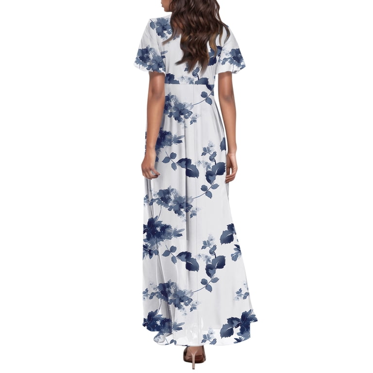 open lace back dress Provence Bloom Tiered Maxi Dress Floral Blue main image 1