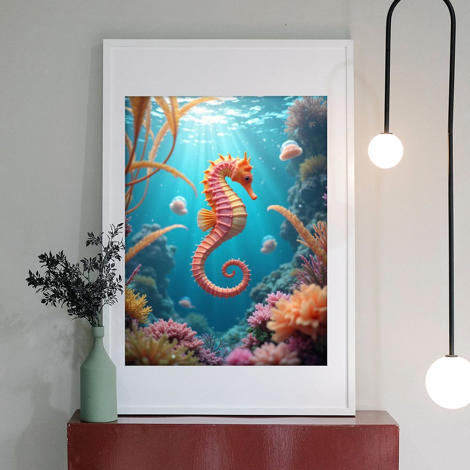Diamond Art Kit for Adults, Coral Reef Seahorse Ocean Scene Diamond Painting for Adults Beginners, DIY Diamond Art Painting Kits, 5D Diamond Painting Crafts for Home Decor 12x16 Frameless