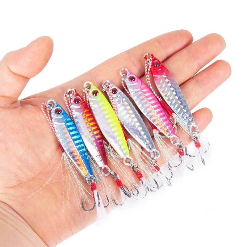 5Pcs Fishing Lead Box with Laser 7g/10g/15g/20g/30g Metal Jig Slow Minnow Fishing Lure Trolling Bait