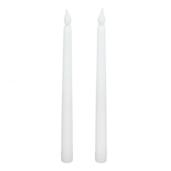 2Pcs LED Taper Candles Battery Powered Electric Flickering Flameless Fake Candles Sticks Decorative Candlesticks for Festival Wedding Birthday Party[White Shell]