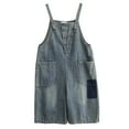 thumbnail image 6 of XWSHYW Women's Casual Loose Sleeveless Denim Jumpsuit Double Pocket Jumpsuit Shorts Strap Pants Blue M, 6 of 7