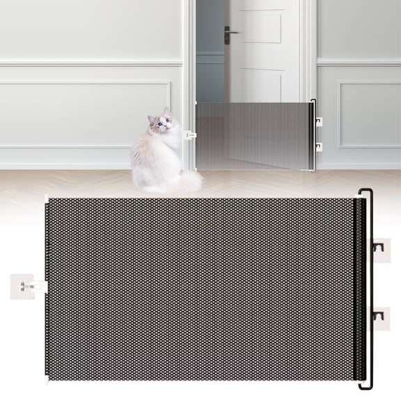 Retractable Dog Gate for Doorways & Stairs, No Drilling Pet Safety Gate, Easy Install Puppy Fence for Indoor Outdoor Use
