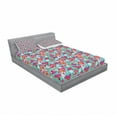 thumbnail image 3 of Tropical Bedding Set with Sheet & Covers, Wild Exotic Blooms Lily Flourishing Valentines Flowers Hippie, Printed Bedroom Decor 2 Shams, 4 Sizes, Sea Green Marigold, by Ambesonne, 3 of 3