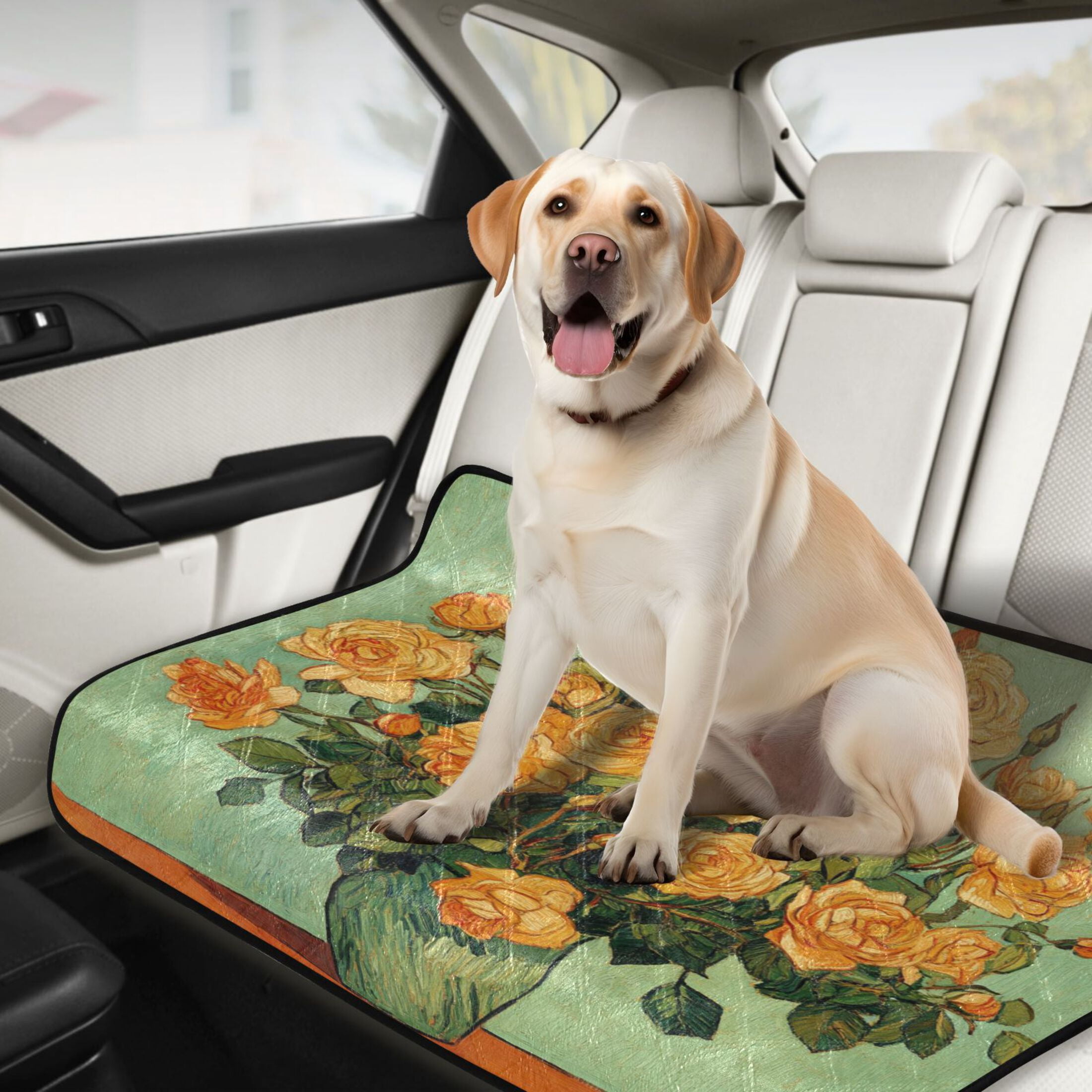 Qxltty Oil Painting Patterns for Yellow Rose Pots Cat litter Pads Pet Set of 3 Diaper Mats Center Anti-leakage Layer Absorbent Soft and Comfortable