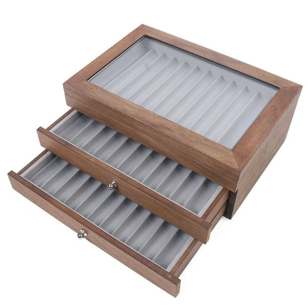 Wuzstar Wooden Fountain Pen Display Box,34 Pens Collection Storage Case