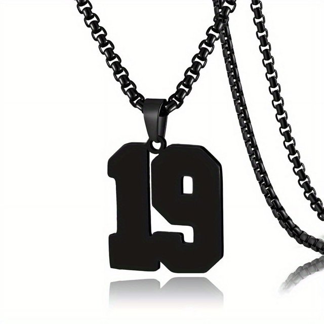 1pc Stylish Stainless Steel Men's Athletes Number Pendant Necklace - Perfect for Baseball, Basketball, and Football Teams - Long Chain Necklace with Sports Number - Ideal Gift for Boys