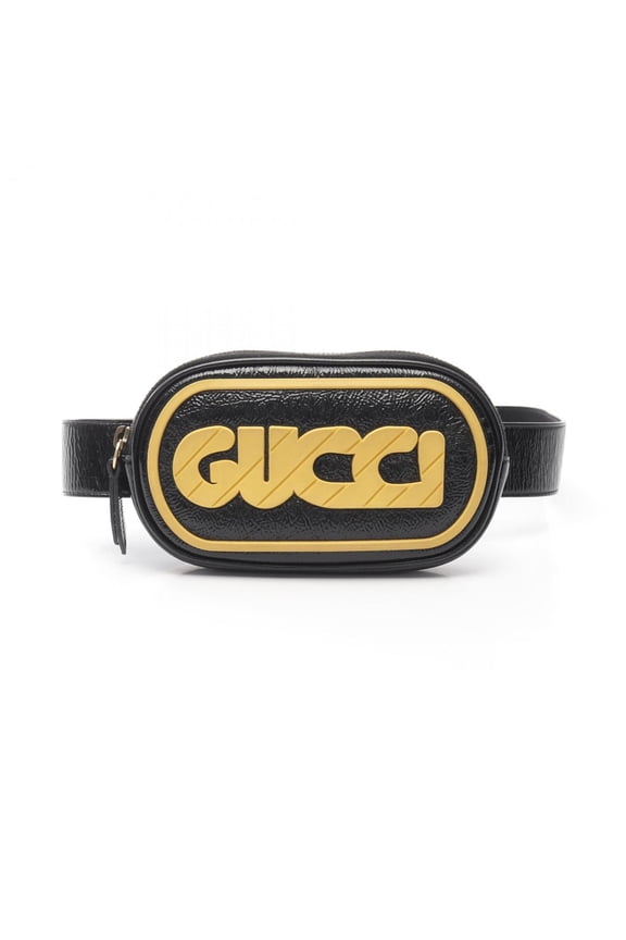 Pre-Owned GUCCI Game Patch Belt Bag Waist Body Patent Leather Women's Black 529428 (Good)