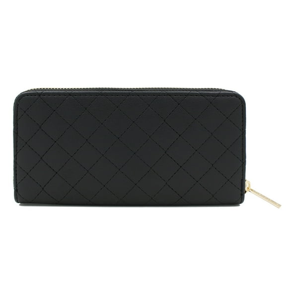 Premium Vegan PU Leather Classic Quilted Continental Zip Around Wallet