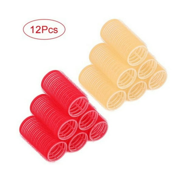 Duslogis Large Hair Rollers Curlers 12Pcs Self Grip Holding Rollers Hairdressing Curlers Hair Design Sticky Cling Style For DIY Or Hair Salon, Random Color