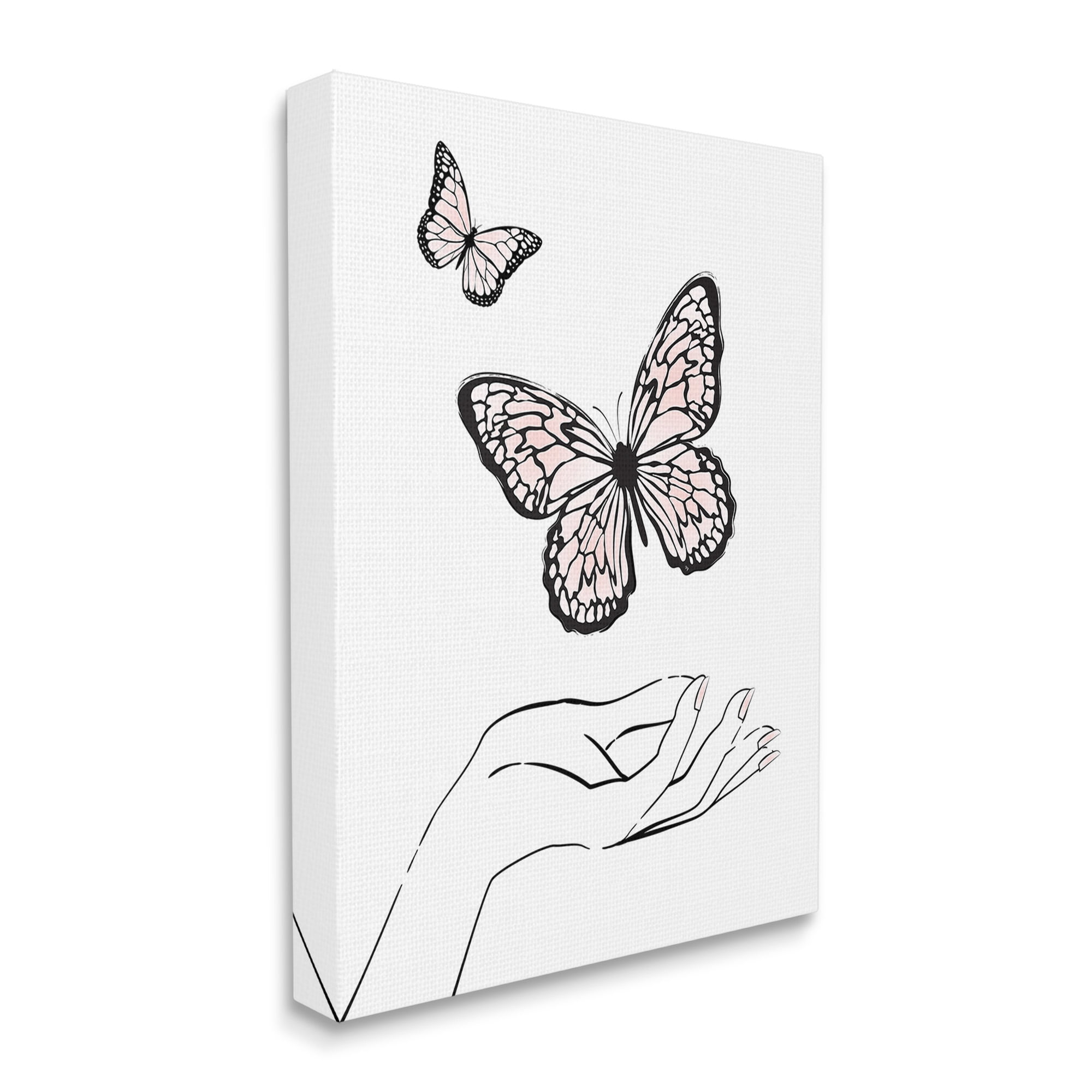 Stupell Industries Minimal Catching Butterflies Animals & Insects Painting Gallery Wrapped Canvas Art Print Wall Art, 24 x 30