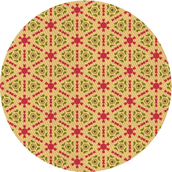 Ahgly Company Machine Washable Indoor Round Transitional Orange Area Rugs, 7' Round