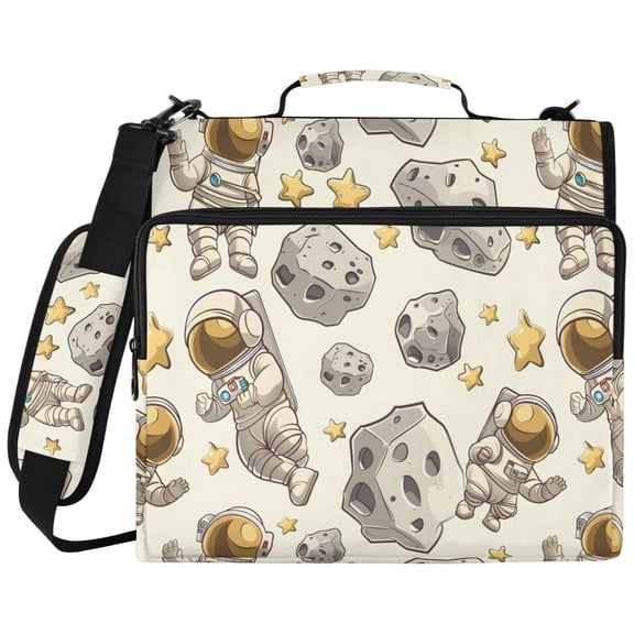 ALAZA Zipper Binder Cartoon Astronaut Pattern 2 inch 3 Ring 500 Sheet Capacity Trapper Keeper File Folder Organizer Bag