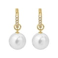 thumbnail image 2 of V3 Jewelry® 18KT Gold Over Sterling Silver with Freshwater pearl and White Sapphire Dangle Earrings for Women, 2 of 5